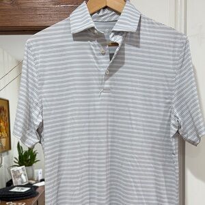 Southern Tide Brrr-eeze Point Stripe Polo Gray